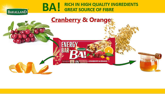 Product image of Bakalland Energy Cereal bar with Cranberry, orange and yogurt glaze by Bakalland