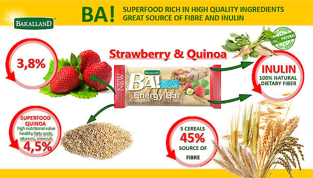 Product image of Bakalland Healthy Snack Bar - No Added Sugar: Strawberry & Quinoa by Bakalland